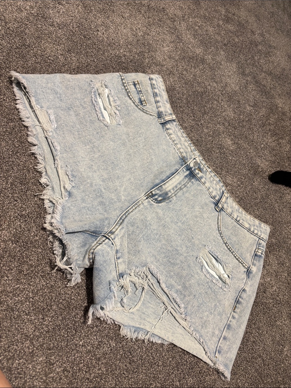 SHEIN Light Blue Distressed Denim Shorts